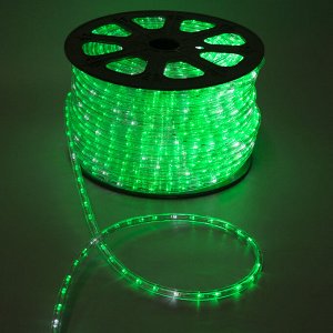 Световой шнур Luazon Lighting 13 мм, IP65, 100 м, 36 LED/м, 220 В, 2W, мерцание, свечение зелёное