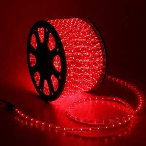 Световой шнур Luazon Lighting 13 мм, IP65, 100 м, 36 LED/м, 220 В, чейзинг, свечение красное