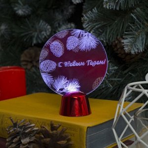 Подставка с динамикой "С Новым Годом", 11.5 см, (батарейки в компл.), 2 LED, БЕЛЫЙ