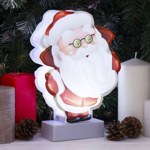 Картинка световая на подставке "Санта в очках", SMD 2835, АА*3 (не в компл.), 8 LED