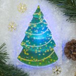 Световая картинка на присоске &quot;Елочка&quot;(батарейки в комплекте), оптоволокно, 1 LED, RGB