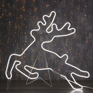Неоновая фигура «Олень летящий», 70 x 70 см, 480 LED, 220 В, свечение белое