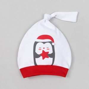 Чепчик (шапочка) "Новогодний пингвинчик", размер 40, 1-3 мес, 100% хл, интерлок
