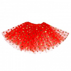 Карнавальная юбка «Горох», 3-х слойная, 4-6 лет, цвет красный