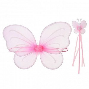 Карнавальный набор «Бабочка», 2 предмета: крылья, жезл, 4-6 лет, цвет розовый