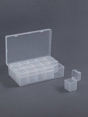 Органайзер для хранения мелочей, 15 баночек, 9 мл, 13.5x8.5x4 см, прозрачный