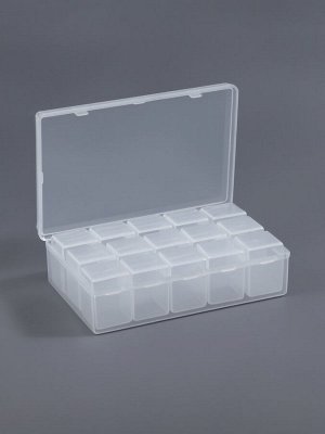Органайзер для хранения мелочей, 15 баночек, 9 мл, 13.5x8.5x4 см, прозрачный