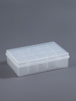 Органайзер для хранения мелочей, 15 баночек, 9 мл, 13.5x8.5x4 см, прозрачный