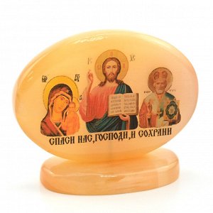 Икона из селенита Автомобильная на подставке№2 Б.М.Казанская Иисус и Николай Чудотворец, 70*30*58мм