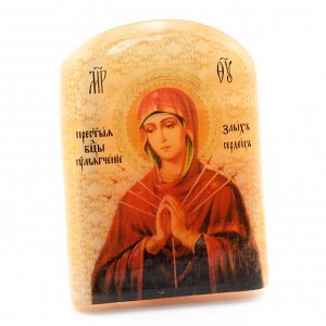 Икона из селенита Божией Матери "Умягчение злых сердец" арка большая, 50*30*65мм