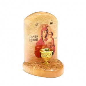 Икона из селенита с подсвечником "Б.М. Скоропослушница" 55*50*75мм