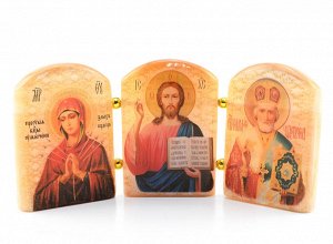 Икона из селенита триптих №10 "Умягчение злых сердец" 135*65мм