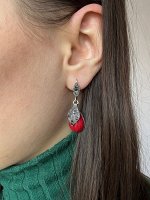 Женские серьги с бирюзой покрытые серебром