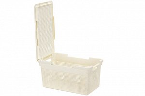 Корзина с крышкой 21 л "Лофт" узкая, слоновая кость (45,5*26,5*23,5 см)