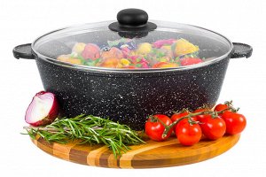 Сотейник 28 см с крышкой 4,5 л "Черный мрамор"