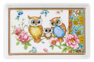 Масленка 13,5x9x6,5 см "Совушки" из фарфора NEW BONE CHINA