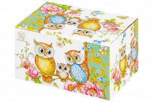 Масленка 13,5x9x6,5 см "Совушки" из фарфора NEW BONE CHINA