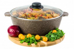 Сотейник 28 см 4,5 л с крышкой "Коричневый опал" ГАРМОНИЯ ВКУСА
