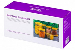 Набор банок для специй Crystal Glass 450 мл с бамбуковыми крышками и подставкой