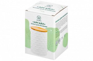 Банка для хранения 1,1 л с крышкой из бамбука и силиконовой уплотнительной лентой, белый перламутр, 11*11*16 см, доломит "Аргайл"
