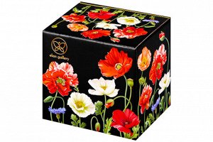 Кружка 400 мл "Маки на черном" из новой фарфоровой посуды NEW BONE CHINA, 12,5*9*10 см