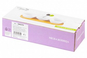 Менажница "Айсберг волны" 22x9,5x5,8 см, 3 секции, 2 шпажки, деревянная подставка