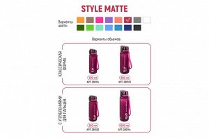 Бутылка для воды 500 мл "Style Matte" с углублениями для пальцев, бургундия