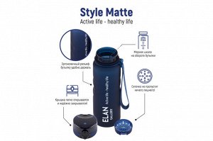 Бутылка для воды 1 л "Style Matte" с углублениями для пальцев, темно-синяя