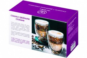 Набор стаканов Crystal Glass с двойными стенками и глиттером, 350 мл, 2 шт.
