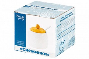 Банка для хранения 250 мл с ложкой и деревянной крышкой "Снежинки" 8,5x8,5x9 см