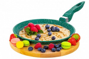 Сковорода блинная 22 см ГАРМОНИЯ ВКУСА "Изумруд", нержавеющая сталь, размеры 39*23*7 см