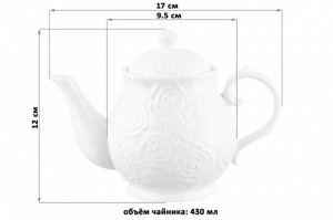 Чайник 430 мл с дизайном "Розы", размеры 17x9,5x12 см