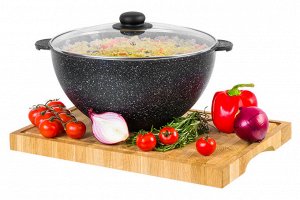 Казан 6 л "Черный мрамор" с крышкой, диаметр 28 см, размеры 34,5x29,5x19,5 см
