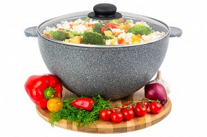 Казан 6 л «Серый мрамор» с крышкой, диаметр 28 см, размер 34,5*29,5*19,5 см