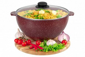 Казан 6 л "Рубин" с крышкой, диаметр 28 см, размеры 34,5x29,5x19,5 см