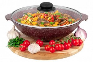 Сковорода ВОК 28 см с крышкой, 3 л, ГАРМОНИЯ ВКУСА "Рубин"