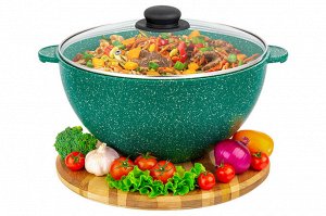 Казан 6 л 'Изумруд' с крышкой, диаметр 28 см, размеры 34,5x29,5x19,5 см - ГАРМОНИЯ ВКУСА