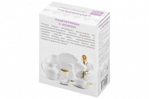 Паштетница "Ромбики" с крышкой и ножом, 330 мл, 14,5x11x9 см, на деревянной подставке