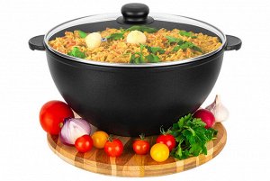 Казан 6 л «Черный Оникс» с крышкой, диаметр 28 см, размеры 34,5x29,5x19,5 см