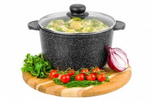 Кастрюля 3 л с крышкой ГАРМОНИЯ ВКУСА "Черный мрамор", диаметр 20 см, размеры 26,5*21*16 см