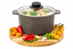 Кастрюля 3 л с крышкой ГАРМОНИЯ ВКУСА "Коричневый опал", диаметр 20 см, размеры 26,5*21*16 см