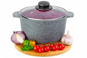 Кастрюля 3 л с крышкой 'Серый мрамор' ГАРМОНИЯ ВКУСА, диаметр 20 см, размеры 26,5*21*16 см