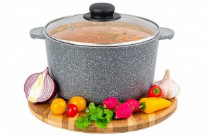 Кастрюля 4 л с крышкой ГАРМОНИЯ ВКУСА "Серый мрамор", диаметр 22 см, размеры 28,5*23*17 см