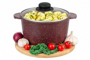 Кастрюля 3 л ГАРМОНИЯ ВКУСА "Рубин" с крышкой, диаметр 20 см, размеры 26,5x21x16 см
