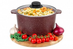 Кастрюля 4 л ГАРМОНИЯ ВКУСА "Рубин" с крышкой, диаметр 22 см, размеры 28,5*23*17 см