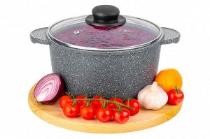 Кастрюля 2 л «Гармония Вкуса» с крышкой, серый мрамор, диаметр 18 см, размеры 24,5x19x15 см