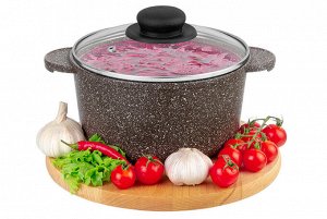 Кастрюля 2 л с крышкой ГАРМОНИЯ ВКУСА "Коричневый опал", диаметр 18 см, размеры 24,5*19*15 см