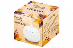 Сахарница "Тыква" 350 мл с ложкой и деревянной подставкой (10,8x10,8x10 см)