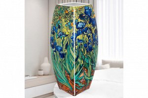 Ваза квадратная 3 л с рисунком 'Ирисы', 12,5x12,5x28 см, NEW BONE CHINA