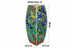 Ваза квадратная 3 л с рисунком 'Ирисы', 12,5x12,5x28 см, NEW BONE CHINA
